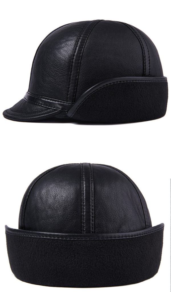 Casual Leather Men's Winter Sheepskin Velvet Thermal Outdoor Hat - Image 10