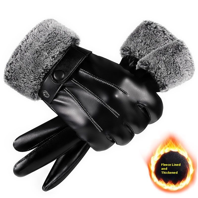 Winter Men's Fleece-lined Thick Windproof Gloves - Image 2