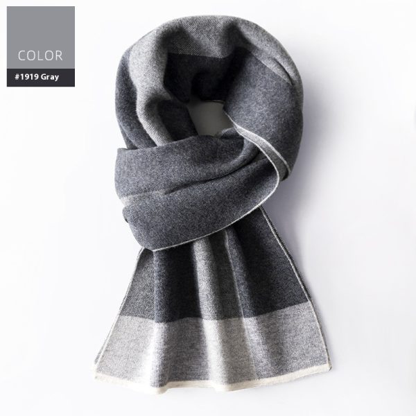 Wool Scarf Men's Winter Plaid Double-sided Scarf - Image 6