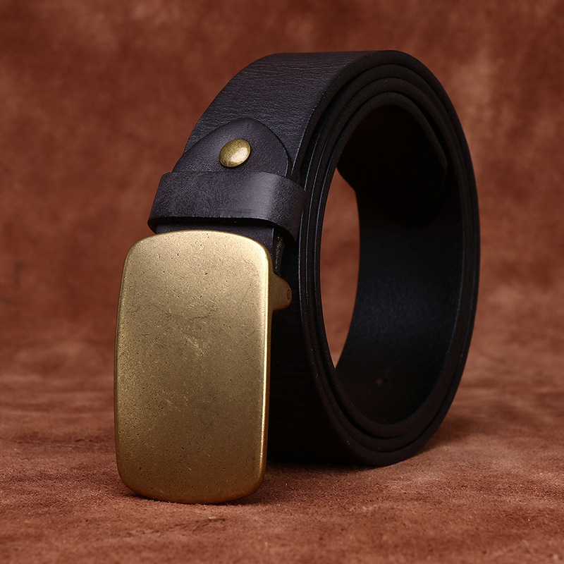 Wide Top Layer Smooth Buckle Retro Frosted Belt - Image 9