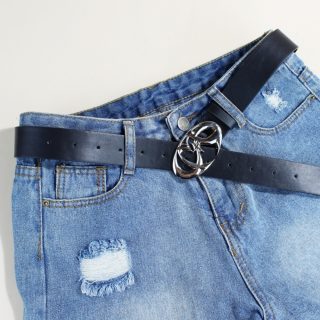 Stylish Oval Buckle Leather Belt