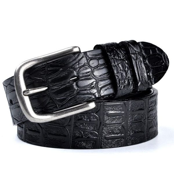 Men's Genuine Leather Crocodile Pattern Vintage Pin Buckle Belt - Image 4