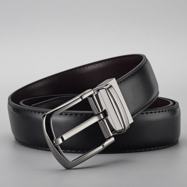 Gentleman Business Style Men's Leather Business Rotation Pin Buckle Belt - Image 4