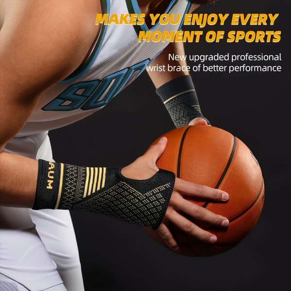 1 Pair Copper Wrist Compression Sleeves Support Brace Unisex For Sports Fitness Workouts Typing Breathable Hand Protection - Image 2