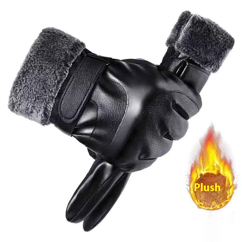 Winter Men's Fleece-lined Thick Windproof Gloves - Image 6