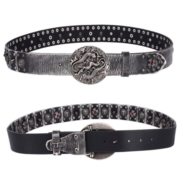 Personality Punk Rivet Men's Leather Belt Performance - Image 2