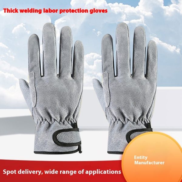 Arc-welder's Gloves Short Work Welding Labor Protection Leather Gloves - Image 3