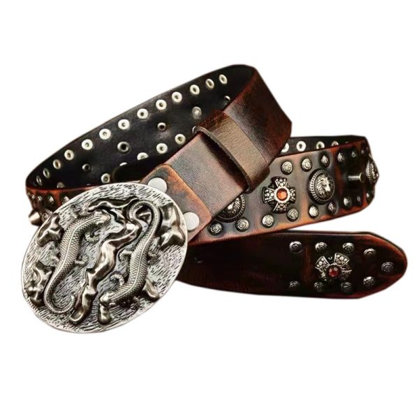 Personality Punk Rivet Men's Leather Belt Performance - Image 4