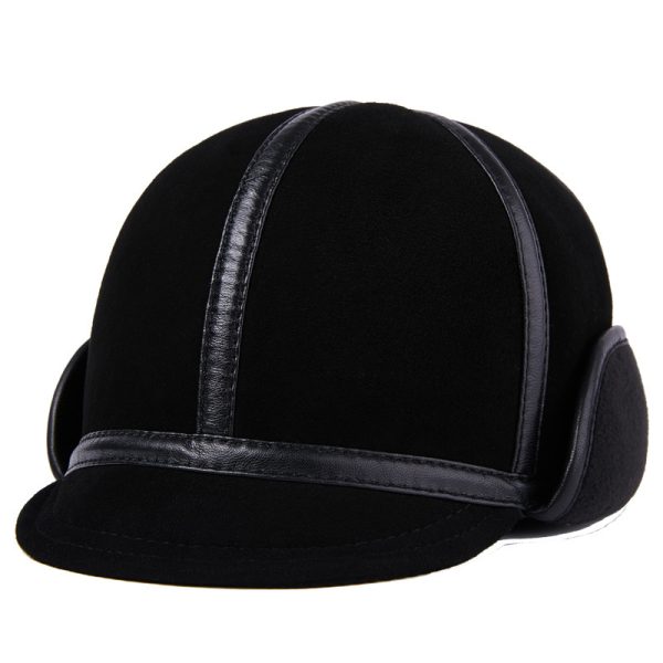 Casual Leather Men's Winter Sheepskin Velvet Thermal Outdoor Hat - Image 5