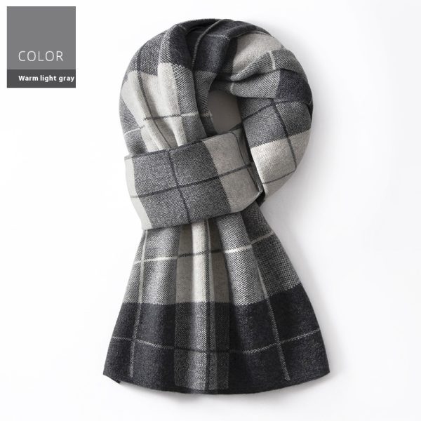 Wool Scarf Men's Winter Plaid Double-sided Scarf - Image 4