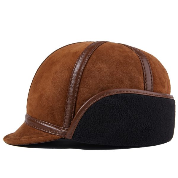 Casual Leather Men's Winter Sheepskin Velvet Thermal Outdoor Hat - Image 7