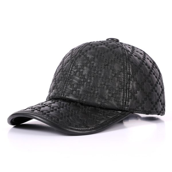 Full-grain Sheepskin Korean Style Small Plaid Hat Men - Image 8