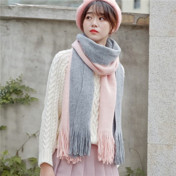 Men's And Women's Korean-style Cashmere Color Matching Scarf Solid Color Shawl - Image 9