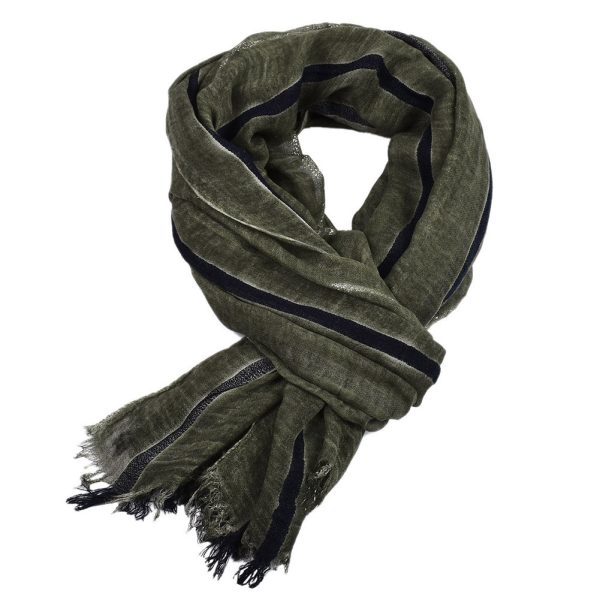 Men's Retro Gentleman Gold Thread Striped Scarf - Image 5