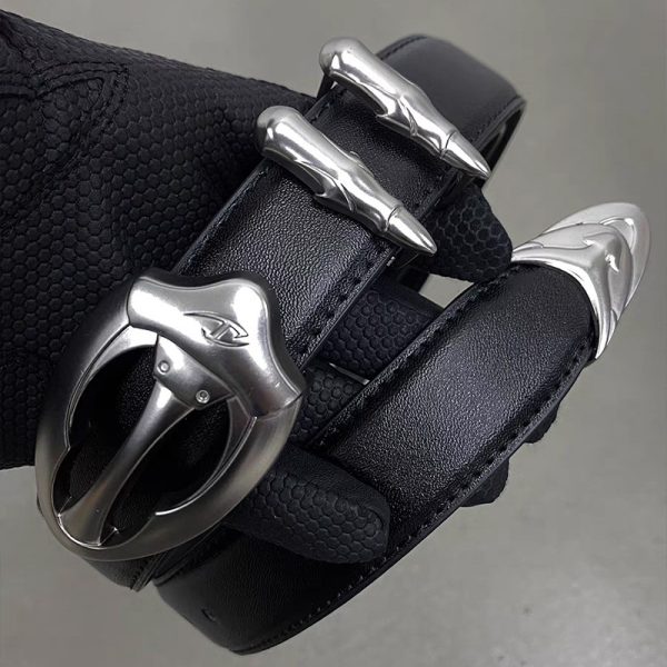 Bullet Retro Silver Buckle With Denim Belt - Image 2