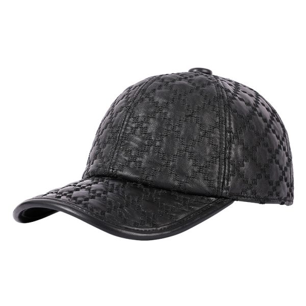 Full-grain Sheepskin Korean Style Small Plaid Hat Men - Image 6