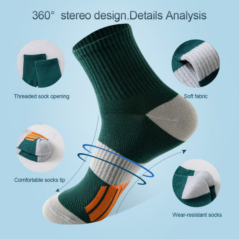 Men's Middle Tube Socks Color Matching Sports Basketball Socks - Image 7