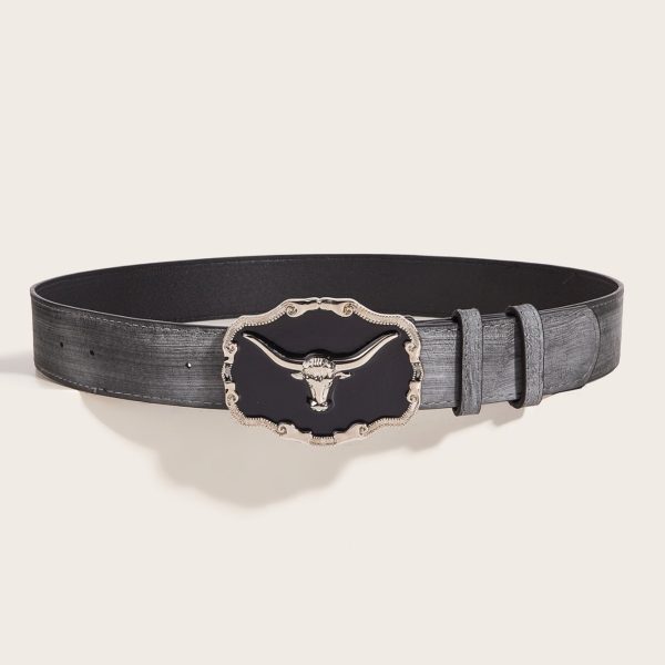 Retro Domineering Epoxy Cattle Head Buckle Women's Casual Men's Jeans Strap Personality Belt - Image 4